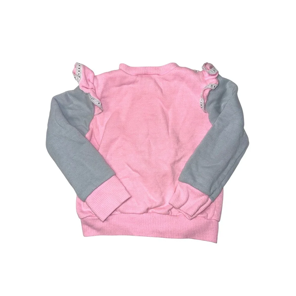 Vintage Stone Apparel Girls Pink Grey Kitten Ruffle Sweat‎ Suit Set Size 5-6 USA